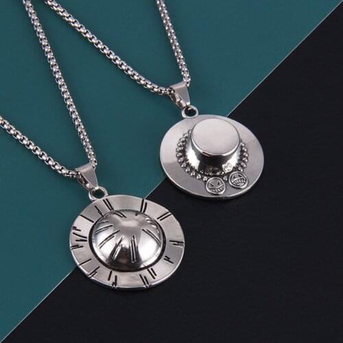 WANGAIYAO new punk personality trend pirate hat necklace niche design sense Harajuku style hip-hop smiley face accessory pendant