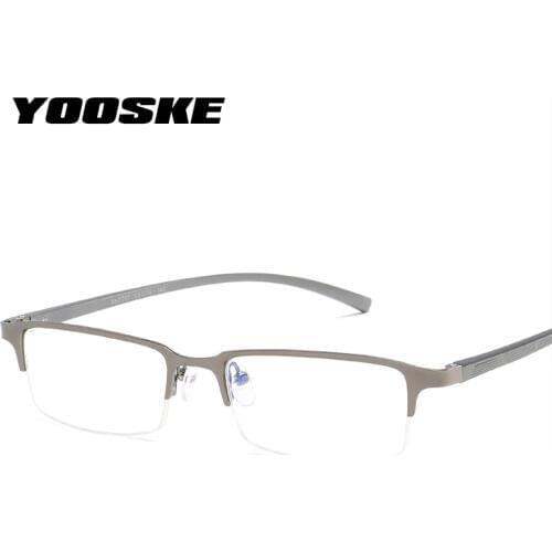 YOOSKE Men Blue Light Blocking Glasses Frame Transparent Blue Lens Eyeglasses Men Bussiness Spectacles Frames Aluminum Magnesium
