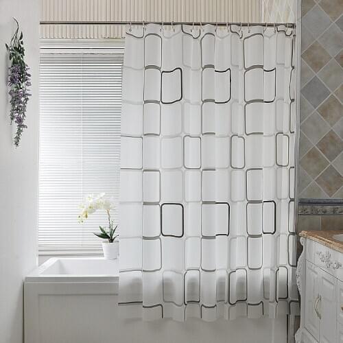 Shower Curtains Bath Curtain Black White Grid for Toilet Door Home Decoration Bathroom Accessories Mildewproof PEVA Waterproof