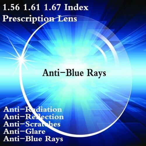 1.56 1.61 1.67 Index Aspheric Prescription Lens Myopia Presbyopia CR-39 Lens Hard Glasses Lens Anti-Blue Rays 2 PCS PS0003