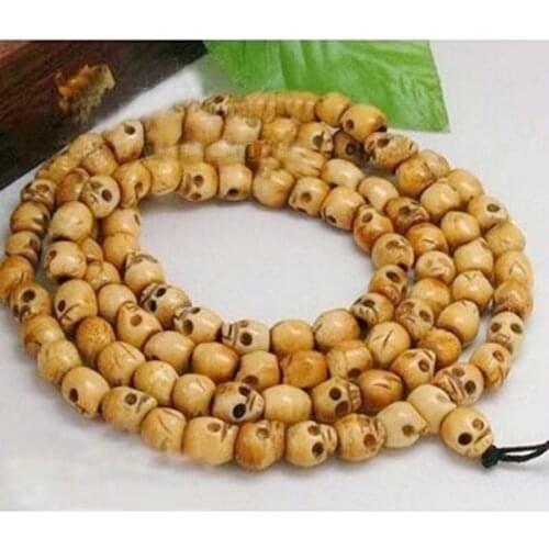 10mm Tibetan Buddhism 108 bone Skull Prayer Bead Mala Necklace