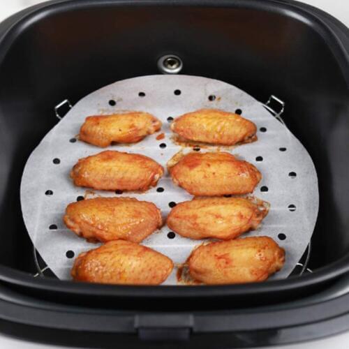 100Pc/Bag Air Fryer Steamer Liners Premium Perforated Wood Pulp Papers Non-Stick Steaming Basket Mat Baking Cooking Kitchen Tool
