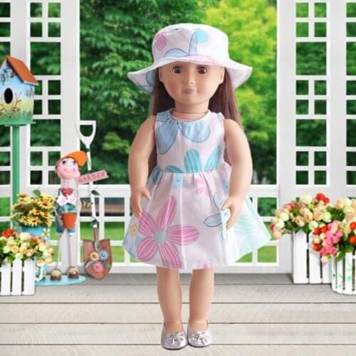 18 Inch Dolls Dress Clothes Childrens Game Dress Up 18 Hat Dolls Inch Suit Flower Dress & H1I2