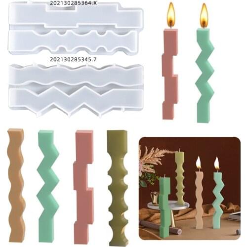 2 In 1 Speical Shaped Strip Candle Silicone Mould European Simple Candle Molds Christmas Home Decoration Candle Moulds