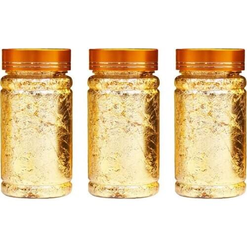 3Pcs Metallic Foil Paper Silver Gold Leaf Flakes for DIY Craft Painting Gilding Crafting Nail Arts (Golden)