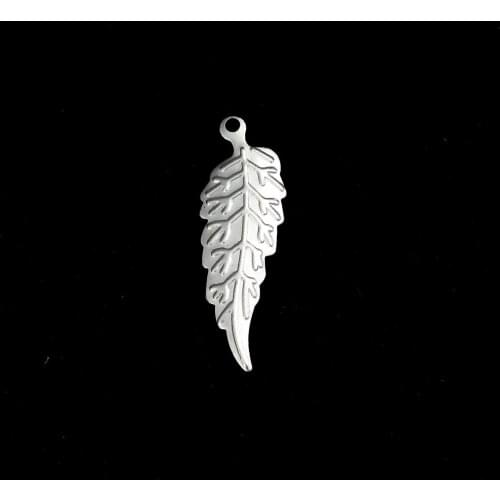 304 Stainless Steel Organza Leaf Leaves Charms Leaf Silver Color 29mm x 9mm, 10 PCs