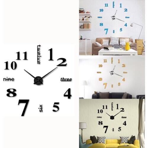 3D DIY Wall Clock Modern Design Large Acrylic Clocks Home Sticker Room Decor Clock on the Wall Numbers