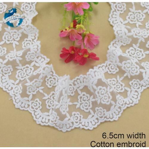 6.5cm wide cotton embroidery lace sewing ribbon guipure trim wedding decoration DIY dolls colthes Accessories lace edge#4001