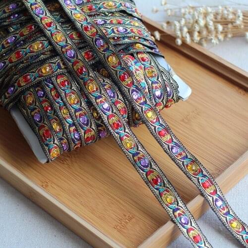 6yard/lot Lace Trim High Quality Hand Made Beaded Sequined Wedding Lace Trim Embroidered Retro Lace Bridal 0.59'' Wide