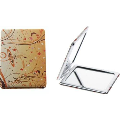 8.5*6cm Rectangle Double Side Metal Portable Folding Cosmetic Pocket Compact Makeup Hand Vanity Mirror For Women Girl Kid Gift