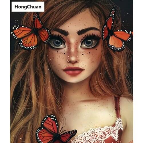 Diamond embroidery, butterfly girl, 5d diamond painting square, round diamond inlay, rhinestone pictures, cross stitch, new year