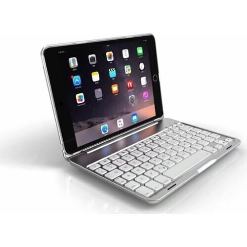 Aluminium alloy Bluetooth Wireless Keyboard Smart Sleep Wake Up Tablet Case For IPad Mini 1 2 3 7.9" has 7 color backlight+pen