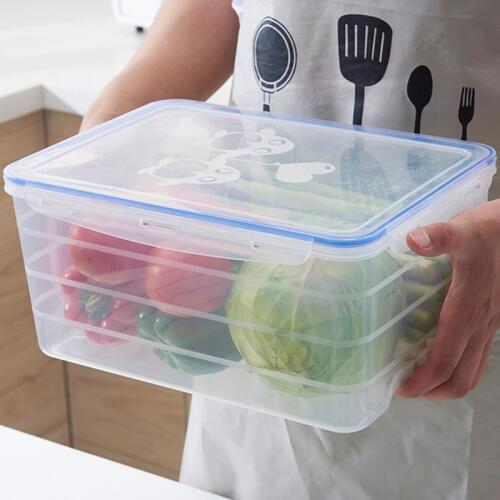 Large size 6.5 L Refrigerator Storage Box Food Storage Container with Lid Plastic Storage Bins Kitchen Fridge Cabinet Freezer