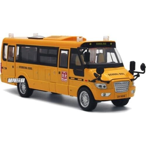 Big alloy American school bus school bus bus Fashion 5 open design lighting sound children bus toy large 1:32