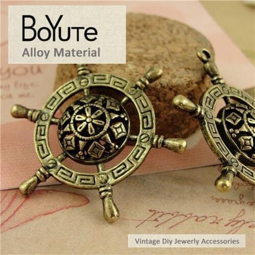 BoYuTe (10 Pieces/Lot) 34*43MM Zinc Alloy Materias Antique Bronze Plated Rudder Pendant Jewelry Findings Accessories