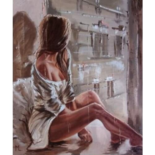 Thinking Girl Figure 40x50CM Paint By Numbers DIY Oil Painting Big Size Birthday Gift for Child Art Decor Wall Picture 60x75cm