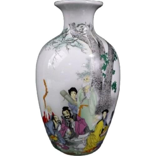 Chinese Old Porcelain Pink Figure Vase