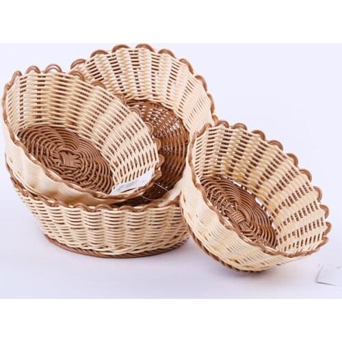 Household goods basket Kitchen fruit and vegetable storage basket hand woven lace imitation rattan basket