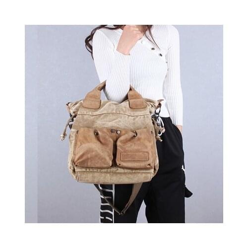 Leather Crossbody Bag Women Handbags Canvas Stitched Cowhide Large Capacity Retro portable tote Bags Womens Shoulder Bags