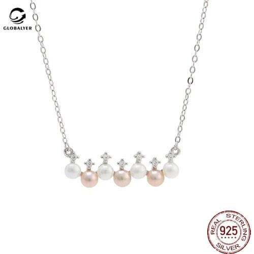 Creative design Jewelry S925 Silver Female Pearl Necklace Simple Korean Fashion Temperament Versatile Necklace Free shipping 771