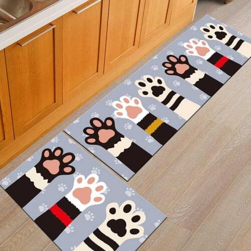 Lovely Cat Floor Mat Anti-slip Water Absorption Kitchen Carpet Cat Printed Toilet Tapete Area Rug Doormat tapetes de cozinha