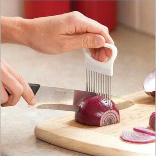 Kitchen Easy Cut Onion Holder Fork Stainless Steel Plastic Vegetable Slicer Tomato Cutter Meat Needle Gadgets Meat Tools 10