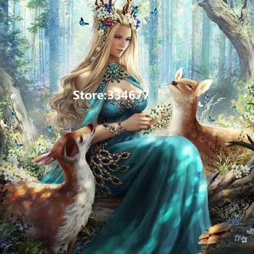 Forest Princess and Deer Cross Stitch Kits Needlework Embroidery Crafts 14CT Unprinted DIY Arts Handmade Home Decor