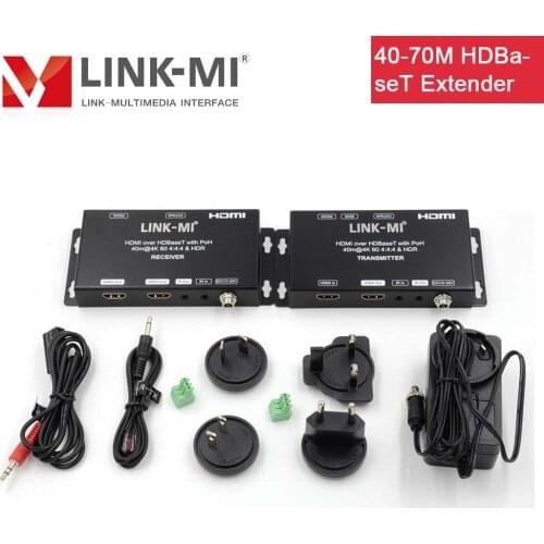 LINK-MI EX53 70M HDBaseT Ultra Slim HDMI Extender Kit HDR, 4K@60Hz 4:4:4, 3D 70m under 1080p, 40m under 4K, HD Extender