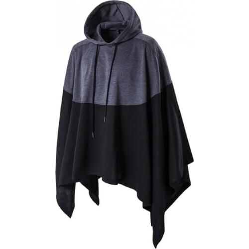 Fashion Casual Men Hoodie Hooded Pullover Cloak Batwing Cape Poncho Coat