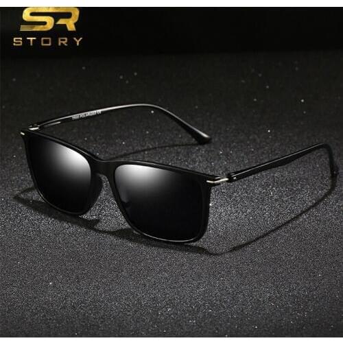 STORY TR90 Sunglasses Men Polarized Sunnies for Driving 2019 Brand Design Rectangular Male Sun Glasses UV400 Lens with Box S023