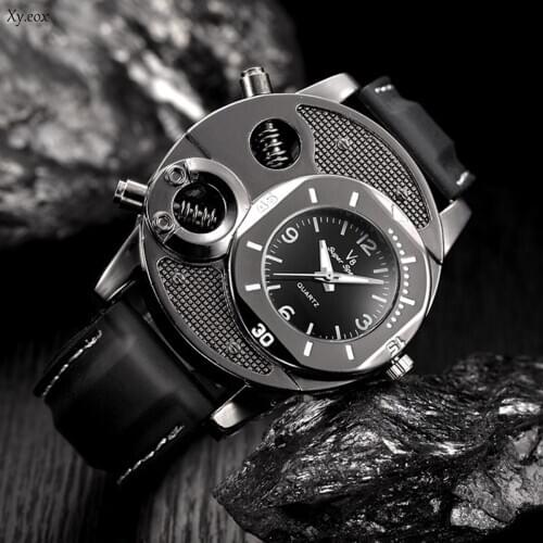 Mens Luxury Big Dial Sports Military Leather Band Analog Quartz Watch