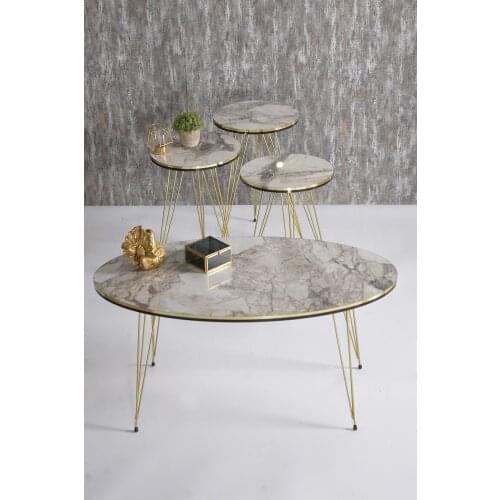 New model coffee table marble pattern with golden legs coffee table