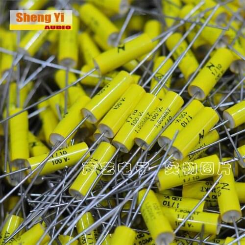 1pcs/1lot Axial electrolytic capacitor Original Italian AV1.50 MKT 100V 1uf 105 1.0UF axial fever Promise capacitor