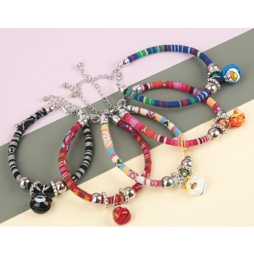 New Ethnic Style Small Pet Collar Bohemian Style Cartoon Bell Cat Puppy Pendant Necklace