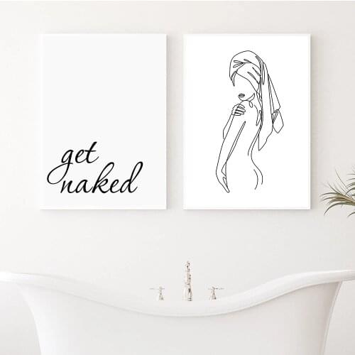 Naked Female Body Canvas Poster Painting Abstract Line Drawing Wall Art Print Minimalist Posters Wall Pictures Bathroom Decor