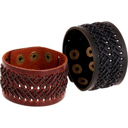 Genuine Leather Braided Punk Black Brown Charm Lover Bracelets For Men Women New Arrival Vintage Bracelets
