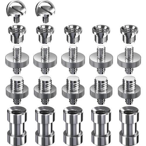 22 Pcs Hot Sale Tripod Screw Adapter Converter Ring Screw Pack(1/4 male to 1/4 male 1/4 male to 3/8 male 1/4 female to 3/8