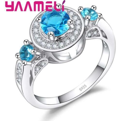 Luxury Austrian Crystal Ring 925 Sterling Silver Filled Round CZ Bague Engagement Anillos Anel Jewelry for Women Wedding