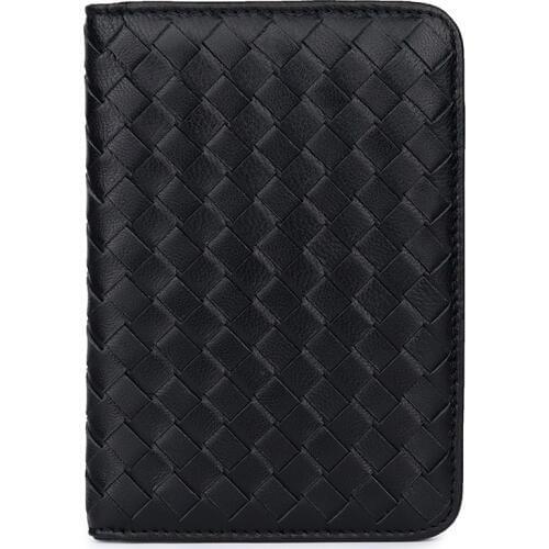 Luxurious Card Holder Sheep Skin Hand-Made Knitting Travelling Passport Wallet large Capacity Men Credit Card Wallet Coin Purse