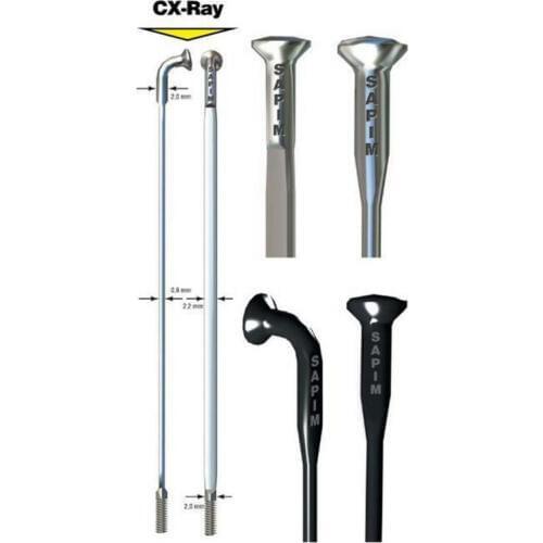 Sapim CX-Ray Spokes BLACK Bladed Aero Spoke J-bend / Straight Pull for bicycle wheel