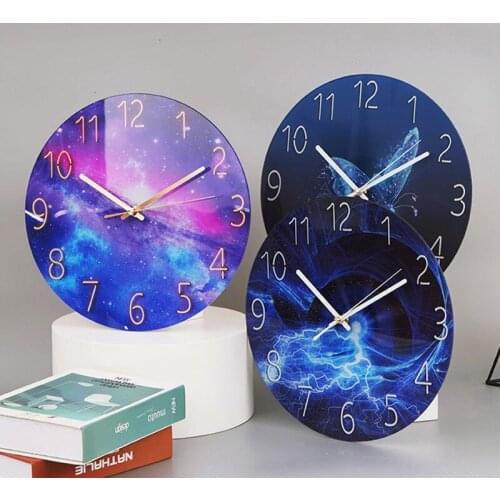 Glass Wall Clock Modern Design Glass Quartz Clock Home Living Mute Wall Clock Living Room Clock Glass Wall Watch Simple Clock