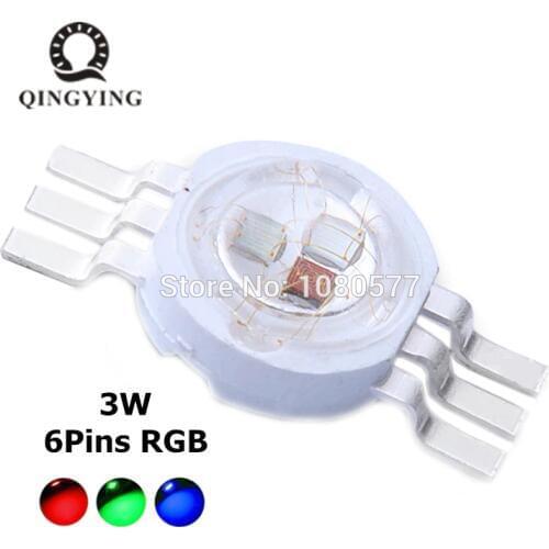 2PCS High Power LED 3W RGB LED COB Light 3 W Lamp 6pins Full Color Red Green Blue For DIY LED Floodlight Spotli