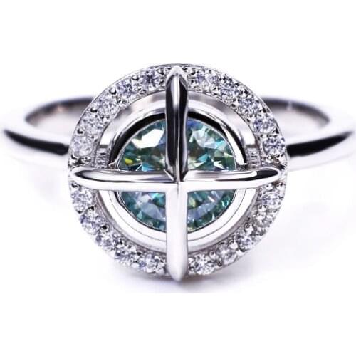 Tianyu Gems 1 Carat Blue Moissanite Silver Women Rings Globe Unique Design Gemstones Finger Rings Handmade Wedding Jewelry Gifts