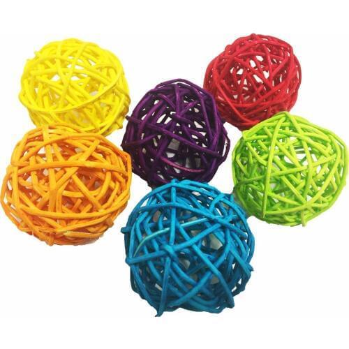 Pet Products Bird Supplies Parrot Color Natural Rattan Ball Bites foot Grip Chew toys 50pc/lot