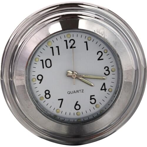 Waterproof Motorcycle Accessory: 7/8 "Motorcycle Bike Handle Mount Time Watch Silver + White