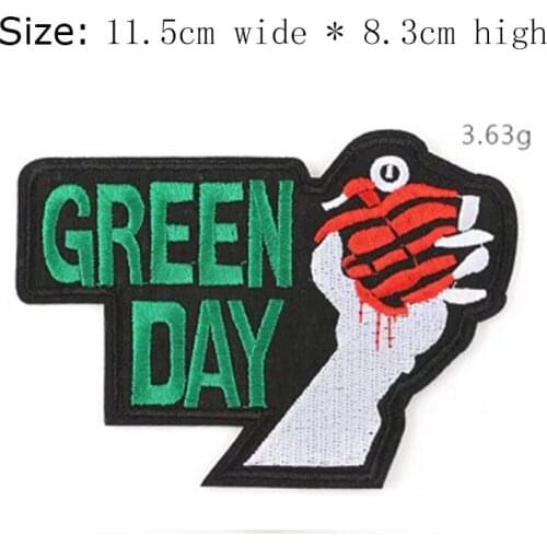 GREEN DAY hand embroidery patch Free shipping for left chest 11.3cm wide badge iron on sew on for DIY clothing/blood/nail