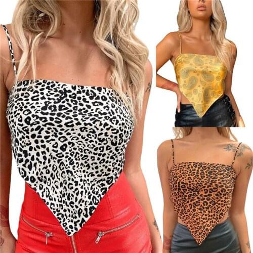 Women Vintage Style Leopard/cashew Nut Print Spaghetti Strap Tank Top Sexy Triangle Crop Top Summer Fashion Camisole Vest