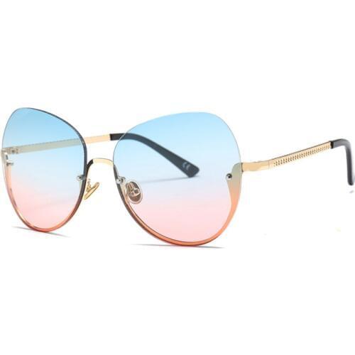 DENISA New Semi-Rimless Blue Pink Sunglasses Women 2020 Gradient Oversized Sunglasses UV400 Glasses zonnebril kinderen G22072
