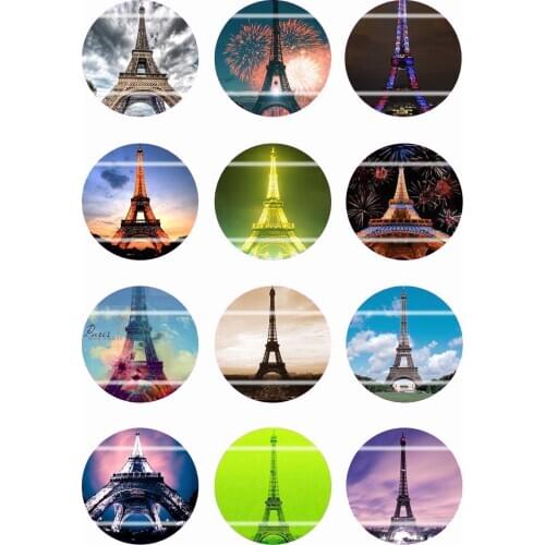 Handmade Colorful picture Round Glass Cabochons Refrigerator magnet for Necklace Decoration and Phone Chain Accessaries386