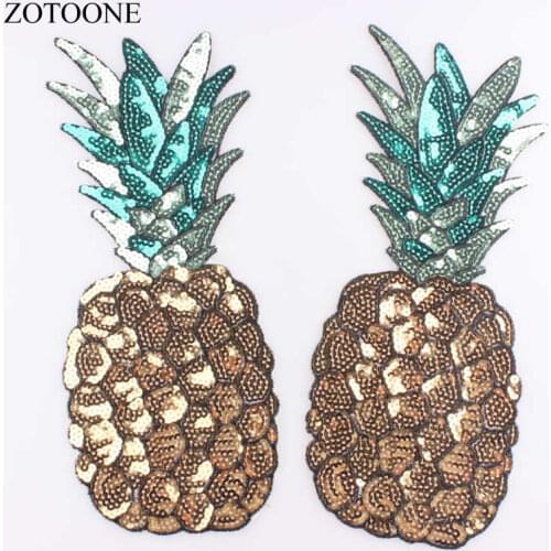 ZOTOON 2pcs/lot Sequined Big Pineapple Patch Stickers for Clothing Jacket Accessories Embroidered Patches DIY Craft Decoration D